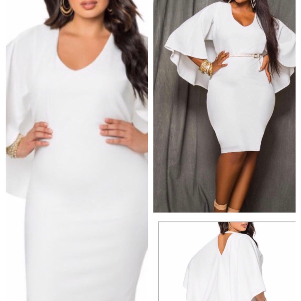 “Flutter” bodycon cape midi dress